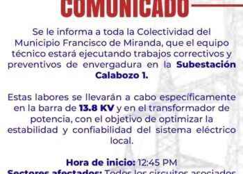 Aplican corte eléctrico masivo en el municipio Miranda de Guárico por mantenimiento en subestación