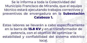 Aplican corte eléctrico masivo en el municipio Miranda de Guárico por mantenimiento en subestación