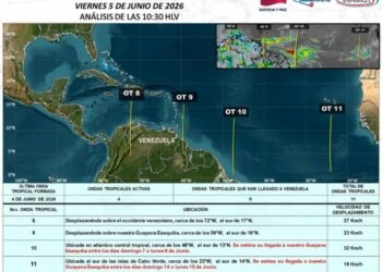 Inameh pronosticó la llegada de la onda tropical 11 entre el 14 y 15 de junio